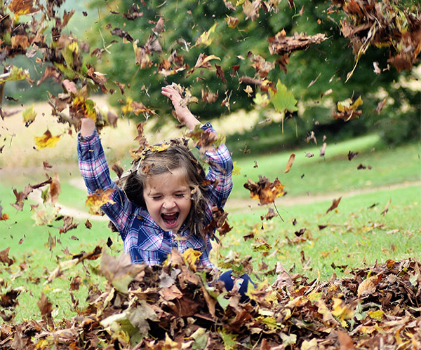 Kid Playing in Leaves